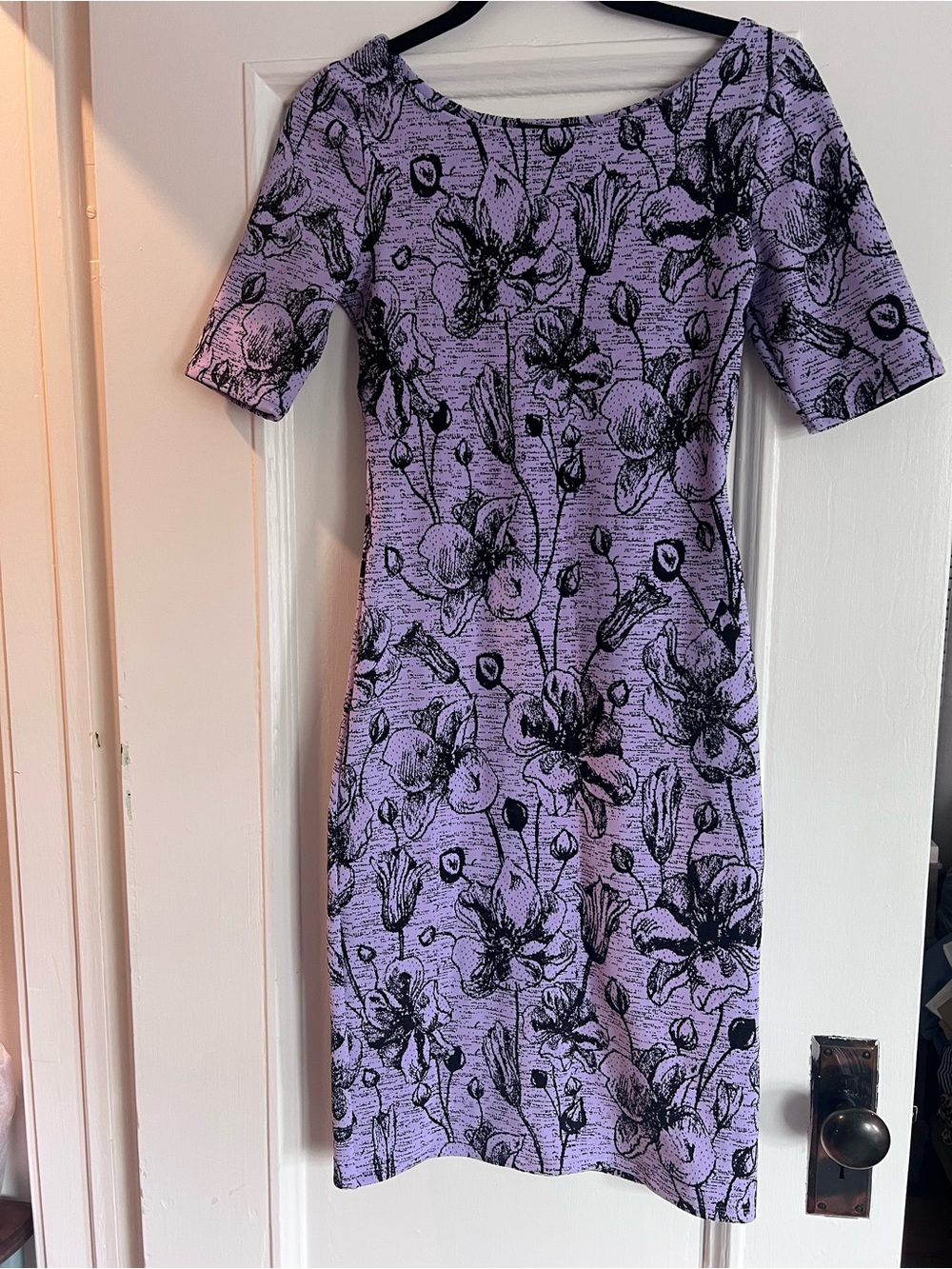 Nadya Toto Purple Floral Sheath Dress - Women's Elegant Boatneck size S